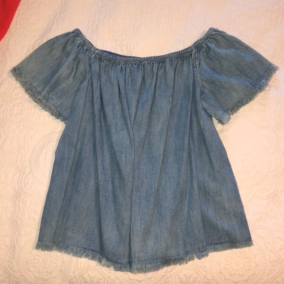 Denim Off the Shoulder Top - Picture 1 of 1